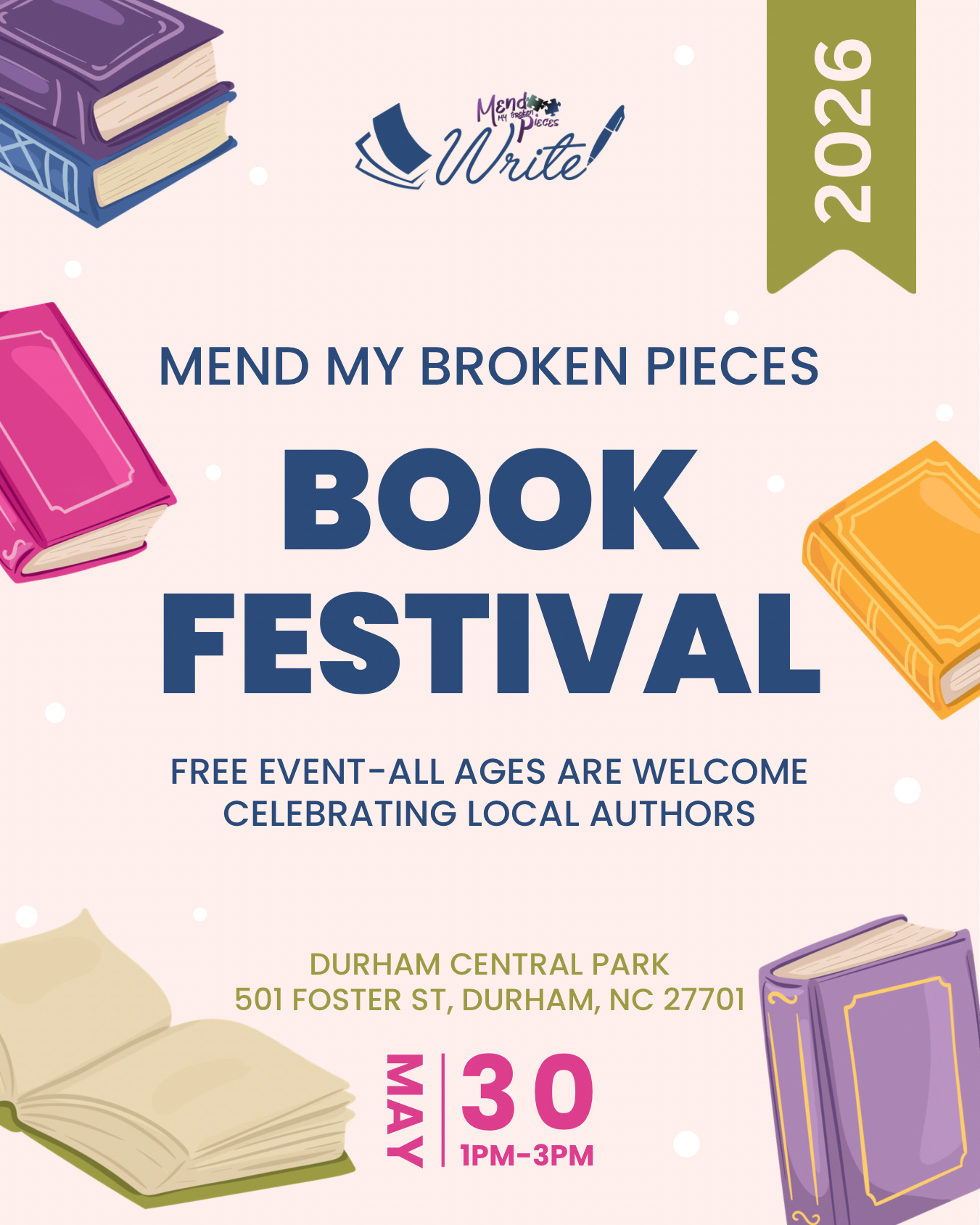 Flyer for Mend My Broken Pieces Book Festival